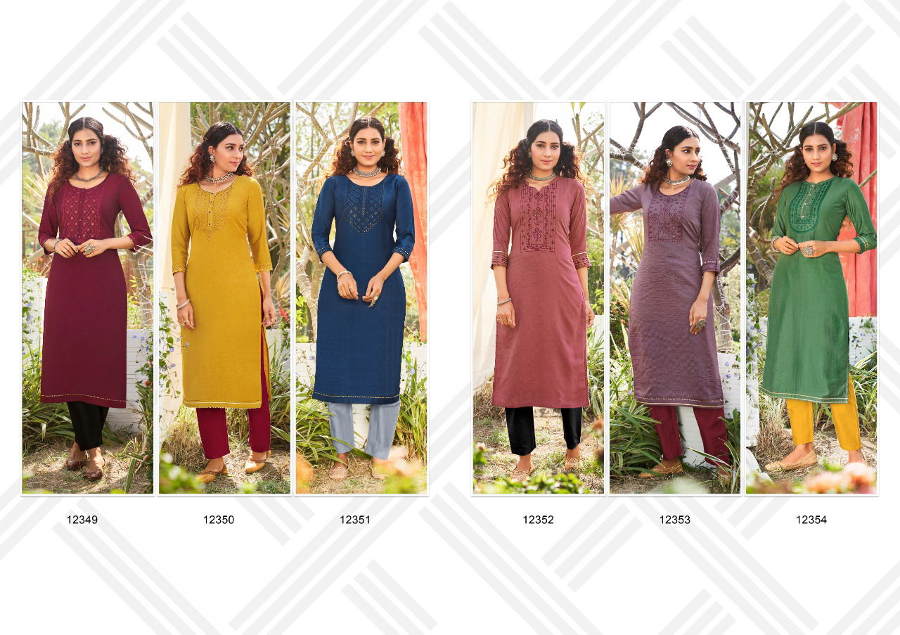 KALAROOP KITES Latest Fancy Ethnic Wear Lining Silk With Embroidery And sequence Neck Work With Bottom Kurti Collection